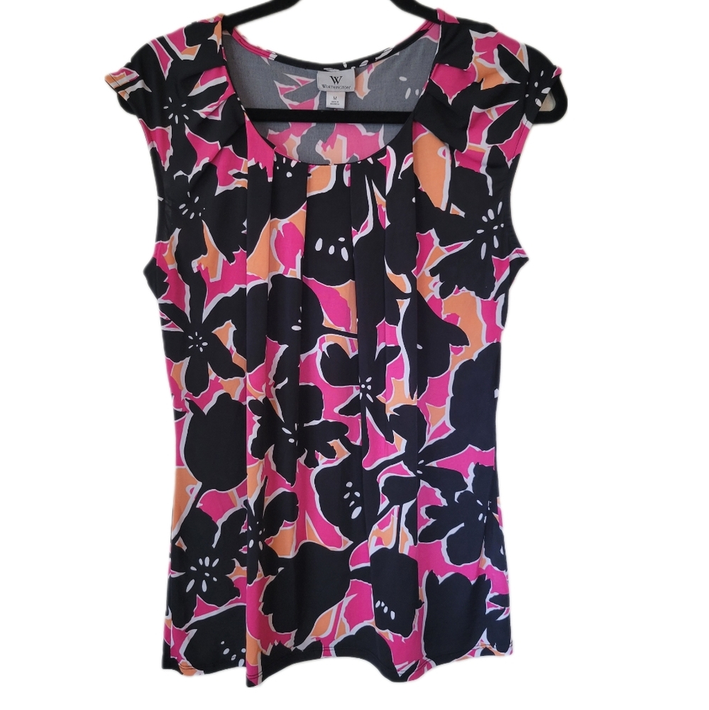 Worthington Colorful Sleeveless Career Top Size Medium